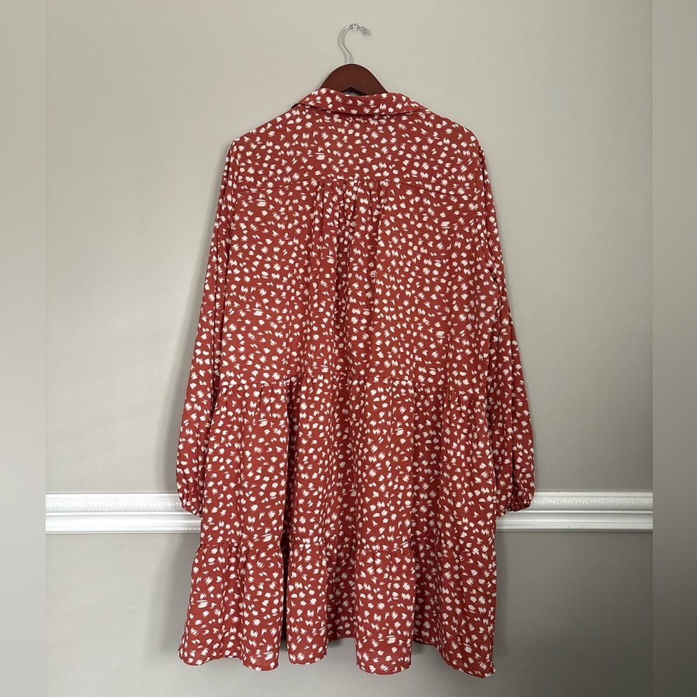Umgee 2XL Rust Terracotta Boho Tiered Babydoll Dress Long Sleeve - Picture 5 of 5